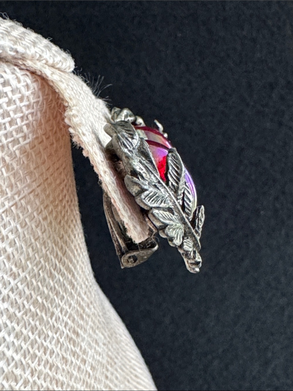 VTG Park Lane Dragons Breath/Mexican Fire Opal Clip Earrings - Picture 2 of 5